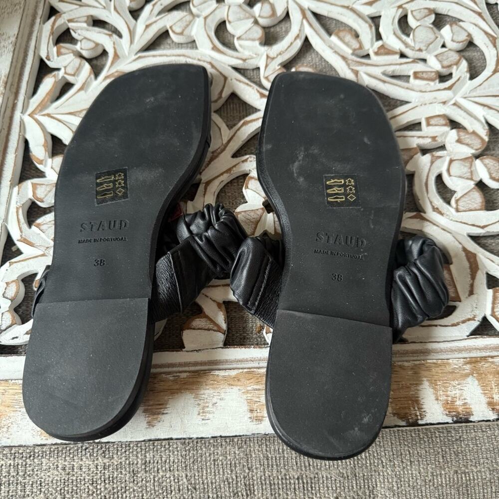 Staud Black Leather Square Toe Sandals Shoes Women's 38 7.5 - Picture 8 of 8